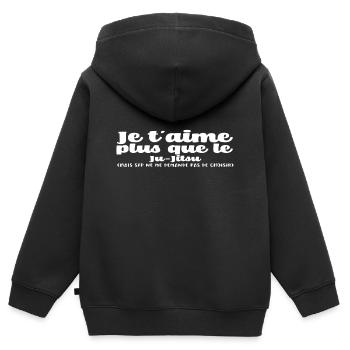 Je t'aime Ju-Jitsu noel - Sweat Premium à capuche zippé enfant bio - noir - Dos - AI Model Kid Male (0cm)
