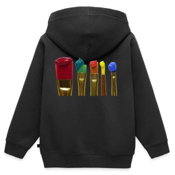 brosse - Sweat Premium à capuche zippé enfant bio - noir - Dos - AI Model Kid Male (0cm)
