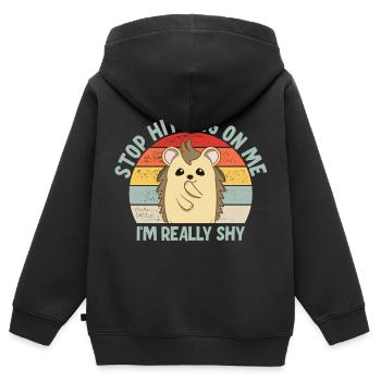 Arrêtez de me draguer, je suis timide - Sweat Premium à capuche zippé enfant bio - noir - Dos - AI Model Kid Male (0cm)