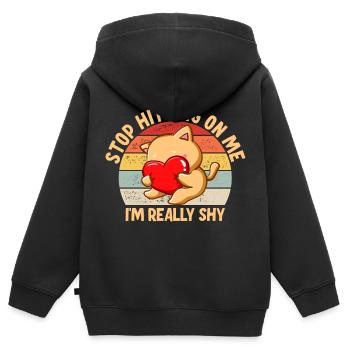 Stop dredging me, I'm shy - Kids Premium Organic Zip-up Hoodie - black - Back - AI Model Kid Male (0cm)