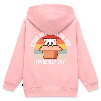 Stop dredging me, I'm shy - Kids Premium Organic Zip-up Hoodie - rose - Back - AI Model Kid Female (0cm)