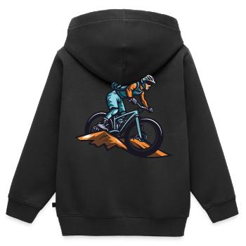 Mountainbiker Sport Mountainbike - Kinder Premium Organic Zip Hoodie - Schwarz - Hinten - AI Model Kid Male (0cm)