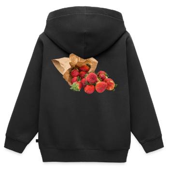 strawberry erdbeeren veggie gemuese fruits60 - Kinder Premium Organic Zip Hoodie - Schwarz - Hinten - AI Model Kid Male (0cm)