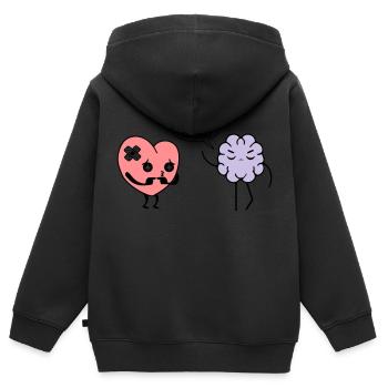 Apprendre le coeur - Sweat Premium à capuche zippé enfant bio - noir - Dos - AI Model Kid Male (0cm)