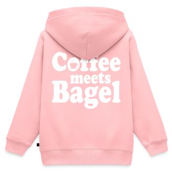 Coffee meets Bagel - Kinder Premium Organic Zip Hoodie - Rosa - Hinten - AI Model Kid Female (0cm)