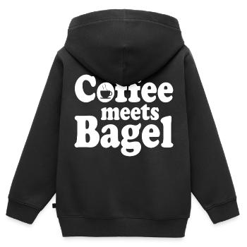Le café rencontre le bagel - Sweat Premium à capuche zippé enfant bio - noir - Dos - AI Model Kid Male (0cm)