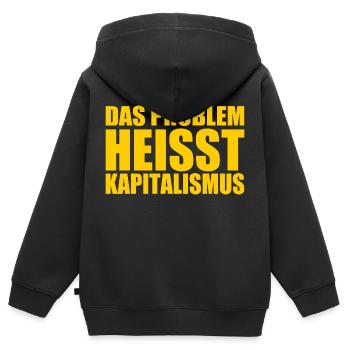 Das problem heisst kapitalismus - Kinder Premium Organic Zip Hoodie - Schwarz - Hinten - AI Model Kid Male (0cm)