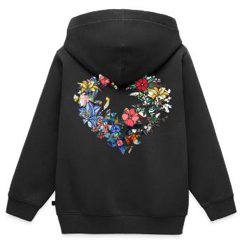 Coeur de fleur, Fleurs,Floral, Fleur - Sweat Premium à capuche zippé enfant bio - noir - Dos - AI Model Kid Male (0cm)
