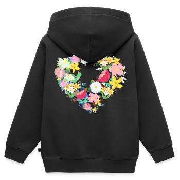 coeur de fleur, fleurs, floral, fleur - Sweat Premium à capuche zippé enfant bio - noir - Dos - AI Model Kid Male (0cm)