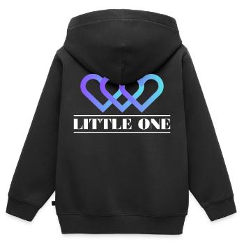 LITTLE ONE Schriftzug - Herz Drilling - Kinder Premium Organic Zip Hoodie - Schwarz - Hinten - AI Model Kid Male (0cm)