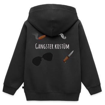 Gangster kostüm,gangster , karneval,kostüm, - Kinder Premium Organic Zip Hoodie - Schwarz - Hinten - AI Model Kid Male (0cm)