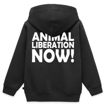 Animal liberation - Kids Premium Organic Zip-up Hoodie - black - Back - AI Model Kid Male (0cm)