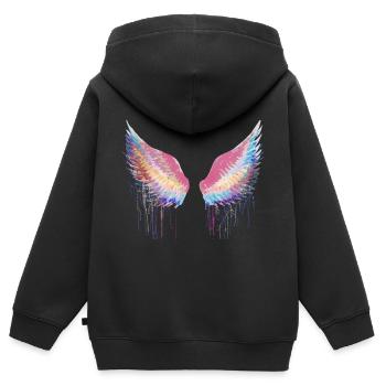 Ailes, pêcheurs, ailes angéliques - Sweat Premium à capuche zippé enfant bio - noir - Dos - AI Model Kid Male (0cm)