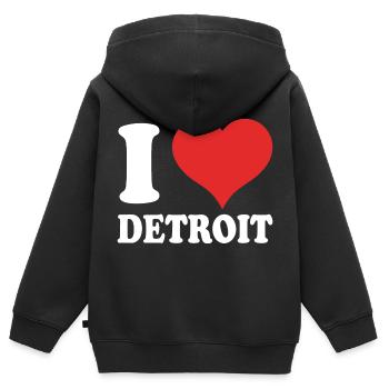Detroit - Kinder Premium Organic Zip Hoodie - Schwarz - Hinten - AI Model Kid Male (0cm)