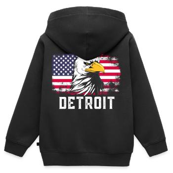 Detroit - Kinder Premium Organic Zip Hoodie - Schwarz - Hinten - AI Model Kid Male (0cm)