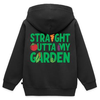 Direkt aus meinem Garten - Kinder Premium Organic Zip Hoodie - Schwarz - Hinten - AI Model Kid Male (0cm)