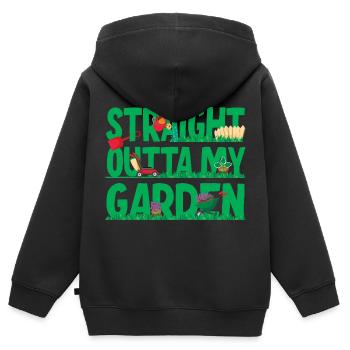 Direkt aus meinem Garten - Kinder Premium Organic Zip Hoodie - Schwarz - Hinten - AI Model Kid Male (0cm)