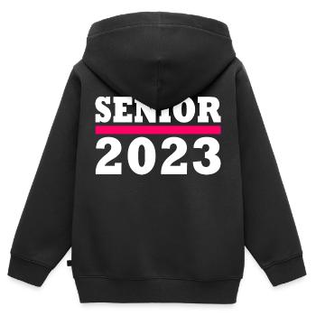 Senior 2023 - Kinder Premium Organic Zip Hoodie - Schwarz - Hinten - AI Model Kid Male (0cm)