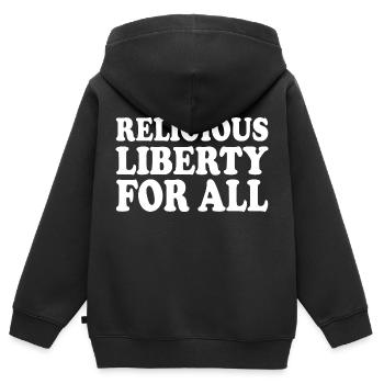 religious liberty for all - Kids Premium Organic Zip-up Hoodie - black - Back - AI Model Kid Male (0cm)
