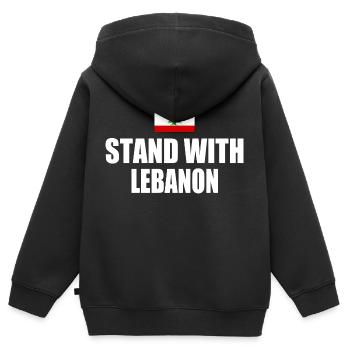 STAND WITH LEBANON - Kinder Premium Organic Zip Hoodie - Schwarz - Hinten - AI Model Kid Male (0cm)