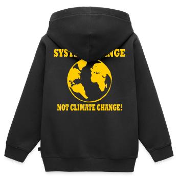 system change not climate change - Sweat Premium à capuche zippé enfant bio - noir - Dos - AI Model Kid Male (0cm)