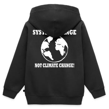 system change not climate change - Sweat Premium à capuche zippé enfant bio - noir - Dos - AI Model Kid Male (0cm)