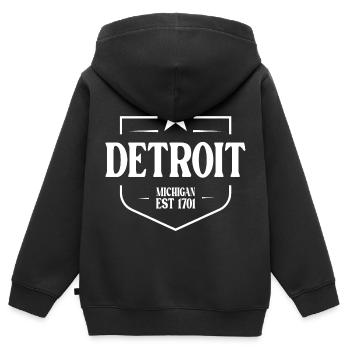 Detroit - Kinder Premium Organic Zip Hoodie - Schwarz - Hinten - AI Model Kid Male (0cm)