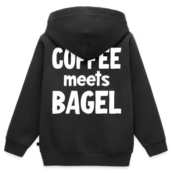 Le café rencontre Bagel - Sweat Premium à capuche zippé enfant bio - noir - Dos - AI Model Kid Male (0cm)