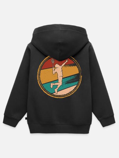 Federball Badmintonspieler Retro Badminton - Kinder Premium Organic Zip Hoodie - Schwarz