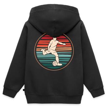Fußball Spieler Retro Fußballspieler Fußballer - Kinder Premium Organic Zip Hoodie - Schwarz - Hinten - AI Model Kid Male (0cm)