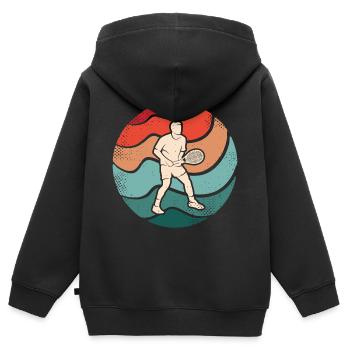 Tennis Spieler vintage Tennisspiel Tennisspieler - Kinder Premium Organic Zip Hoodie - Schwarz - Hinten - AI Model Kid Male (0cm)