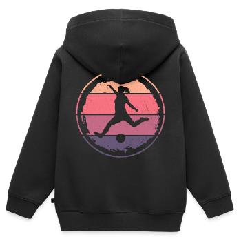 Fußballer Mädchen Fußball Spieler Fußballspieler - Kinder Premium Organic Zip Hoodie - Schwarz - Hinten - AI Model Kid Male (0cm)