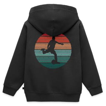 Fußballer Vintage Fußballtrainer Fußballspieler - Kinder Premium Organic Zip Hoodie - Schwarz - Hinten - AI Model Kid Male (0cm)