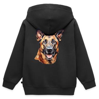Malinois Hundegesicht Belgischer Schäferhund - Kinder Premium Organic Zip Hoodie - Schwarz - Hinten - AI Model Kid Male (0cm)