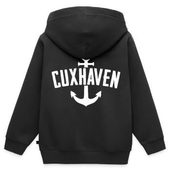 Navire portuaire de Cuxhaven Allemagne du Nord Lac de mer - Sweat Premium à capuche zippé enfant bio - noir - Dos - AI Model Kid Male (0cm)