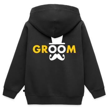 Groom - Kinder Premium Organic Zip Hoodie - Schwarz - Hinten - AI Model Kid Male (0cm)
