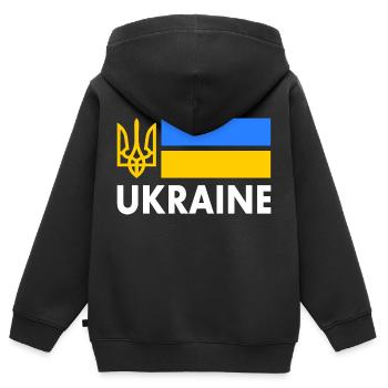 Ukraine - Kinder Premium Organic Zip Hoodie - Schwarz - Hinten - AI Model Kid Male (0cm)