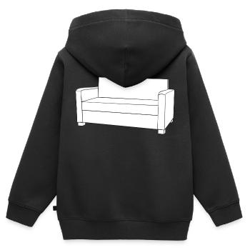 canapé canapé chaise chaise chaise table lamp lampe benc - Sweat Premium à capuche zippé enfant bio - noir - Dos - AI Model Kid Male (0cm)