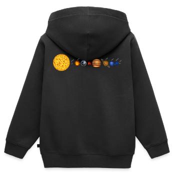 Système solaire - Sweat Premium à capuche zippé enfant bio - noir - Dos - AI Model Kid Male (0cm)