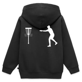 Frisbee Discgolf Putt - Kinder Premium Organic Zip Hoodie - Schwarz - Hinten - AI Model Kid Male (0cm)