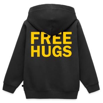 Free hugs - Sweat Premium à capuche zippé enfant bio - noir - Dos - AI Model Kid Male (0cm)