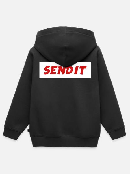 Senden Sie es - Kinder Premium Organic Zip Hoodie - Schwarz