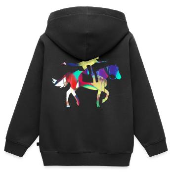 équitation,équitation,course,équitation,équitation - Sweat Premium à capuche zippé enfant bio - noir - Dos - AI Model Kid Male (0cm)