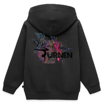 Echte Mädchen Turnen - Kinder Premium Organic Zip Hoodie - Schwarz - Hinten - AI Model Kid Male (0cm)