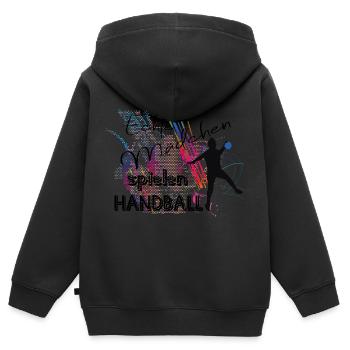 Echte Mädchen spielen Handball - Kinder Premium Organic Zip Hoodie - Schwarz - Hinten - AI Model Kid Male (0cm)
