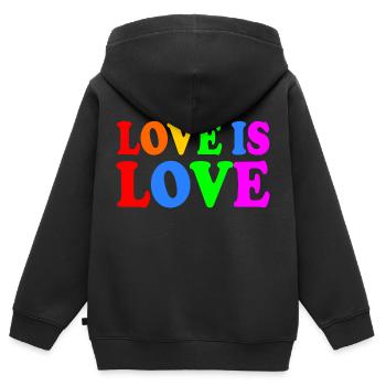 Love is love - Sweat Premium à capuche zippé enfant bio - noir - Dos - AI Model Kid Male (0cm)