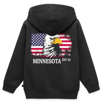 Minnesota - Sweat Premium à capuche zippé enfant bio - noir - Dos - AI Model Kid Male (0cm)