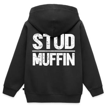 Stud Muffin - Sweat Premium à capuche zippé enfant bio - noir - Dos - AI Model Kid Male (0cm)