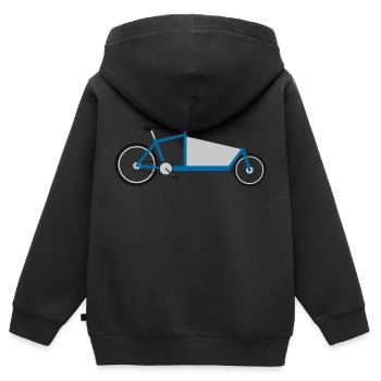 Vélo de cargo bleu - Sweat Premium à capuche zippé enfant bio - noir - Dos - AI Model Kid Male (0cm)