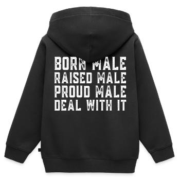 Homme né mâle élevé - Sweat Premium à capuche zippé enfant bio - noir - Dos - AI Model Kid Male (0cm)